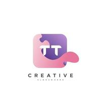 TT Initial Letter logo icon design template elements with wave colorful art. vector