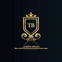 TB Letter Initial with Royal Template.elegant with crown logo vector, Creative Lettering Logo Vector Illustration.