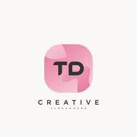 TD Initial Letter logo icon design template elements with wave colorful art. vector