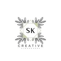 SK Initial Letter Flower Logo Template Vector premium vector art