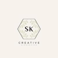 SK Initial Letter Flower Logo Template Vector premium vector art