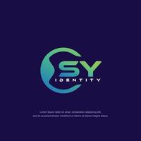 SY Initial letter circular line logo template vector with gradient color blend