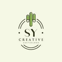 SY Initial letter green cactus logo vector