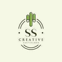 ss letra inicial vector de logotipo de cactus verde