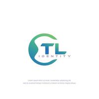 TL Initial letter circular line logo template vector with gradient color blend