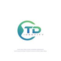 TD Initial letter circular line logo template vector with gradient color blend