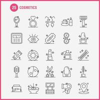 Cosmetics Line Icons Set For Infographics Mobile UXUI Kit And Print Design Include Location Map Pin Cosmetic Cosmetic Bowl Eat Cosmetic Icon Set Vector