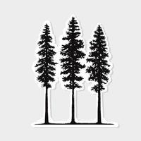 Pine tree sticker illustration vector
