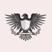 hand drawn Eagle with shield isolated  vector illustration