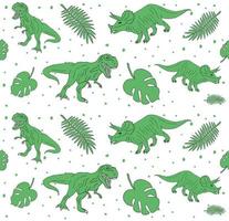 Vector seamless pattern of hand drawn dinosaurs