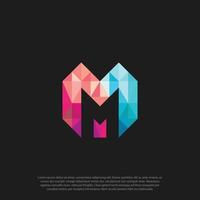 Geometric Initial letter MM M and gestalt negative space M logo with colorful background, letter combination logo design for creative industry, web, business and company vector