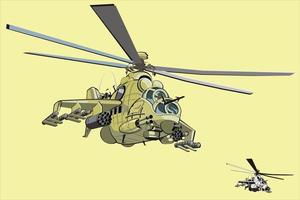 imágenes de transporte de guerra, helicópteros artillados, parecen realistas. con cañones y hélices vector