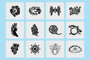 various designs of hero tattoo images. draw eyes, stars, dragons and other symbols