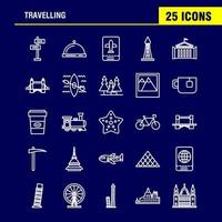 Travelling Line Icons Set For Infographics Mobile UXUI Kit And Print Design Include Globe Internet World Communication Clouds Weather Sky Storm Eps 10 Vector