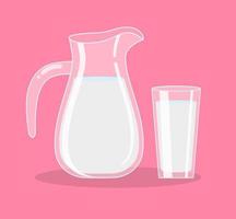 Glass jug with milk is an isolated object. Flat vector illustration.