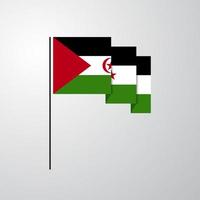 Western Sahara waving Flag creative background vector