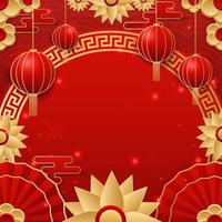 Chinese New Year Background with Luxury Flower vector