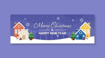 Merry christmas and happy new year banner template vector