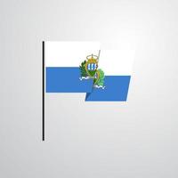 vector de diseño de bandera ondeante de san marino