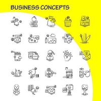 Business Concepts Hand Drawn Icons Set For Infographics Mobile UXUI Kit And Print Design Include Laptop Computer Email Message Website Setting Website Internet Collection Modern Infographic vector