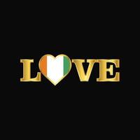 Golden Love typography Cote d Ivoire Ivory Coast flag design vector