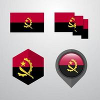 conjunto de diseño de bandera de angola vector