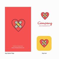 Heart Company Logo App Icon and Splash Page Design Creative Business App Design Elements vector