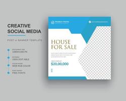 diseño de banner de publicación de redes sociales de bienes raíces y plantilla de diseño de casa en venta. vector