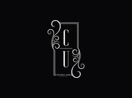 logotipo de lujo de letra cu, diseño de icono de logotipo de cu uc premium vector