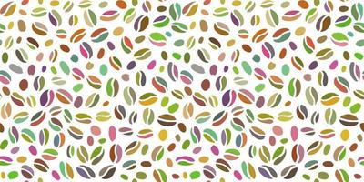 patrones sin fisuras de granos de café. semillas de café de colores dibujadas a mano colocadas al azar en un fondo transparente. vector