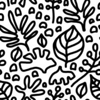Organic minimalistic seamless pattern. Contemporary floral background. Linear graphic one color backdrop. vector