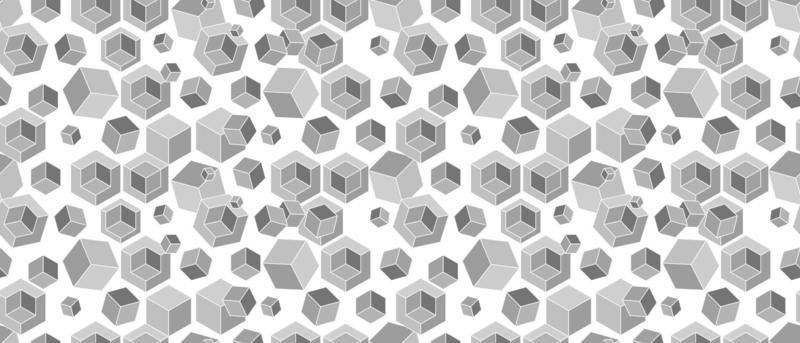 Seamless pattern with cubic structure greyscale. Endless cubic background. Isometric repeatable backdrop.