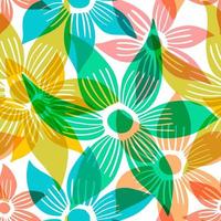 patrón vectorial sin costuras con flores minimalistas dibujadas a mano, ilustración botánica colorida, elementos florales. telón de fondo artístico. vector