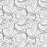 Vector seamless pattern with watermelon slices. Linear hand-drawn repeatable background. Monochromatic summer fruits with seeds backdrop.