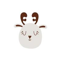 Cute reindeer head. The face of the deer flat. Cartoon christmas deer vector