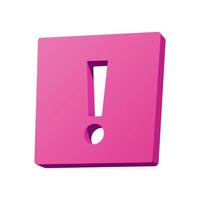 3d pink Exclamation mark with gradient effects. Fully editable. vector