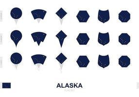 Collection of the Alaska flag in different shapes and with three different effects. vector