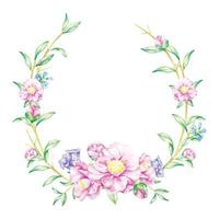 Rustic Pink Flower Wreath in Colored Pencil vector