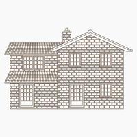 Editable Traditional English House Building with Two Level Floors Vector Illustration in Outline Style for England Culture Tradition and History Related Design