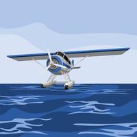 Editable Front Semi Oblique View Floating Plane on a Water Vector Illustration for Transportation or Recreation Related Design