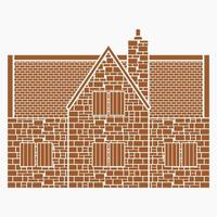 Editable Side View Traditional English House Building Vector Illustration in Monochrome Style for England Culture Tradition and History Related Design