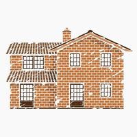 Editable Traditional English House Building with Two Level Floors Vector Illustration in Brush Strokes Style for England Culture Tradition and History Related Design