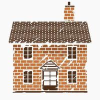 Editable Front View Traditional English Simple House Building Vector Illustration in Brush Strokes Style for England Culture Tradition and History Related Design