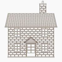 ilustración de vector de construcción de casa simple en inglés tradicional de vista frontal editable en estilo de contorno para la tradición de la cultura de inglaterra y el diseño relacionado con la historia