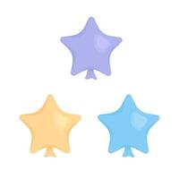 Star shaped balloons semi flat color vector object set. Editable element. Full sized item on white. Party decorations simple cartoon style illustrations pack for web graphic design and animation