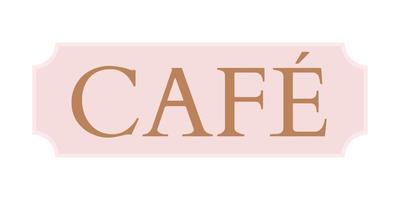 Cafe signboard semi flat color vector object. Editable element. Full sized item on white. Sign of public place simple cartoon style illustration for web graphic design and animation