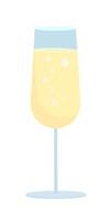 Glass of champagne semi flat color vector object. Editable element. Full sized item on white. Drinking alcohol and beverages simple cartoon style illustration for web graphic design and animation