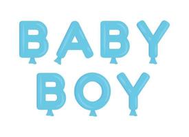 Baby boy balloons text semi flat color vector object. Editable element. Full sized item on white. Simple cartoon style illustration for web graphic design and animation