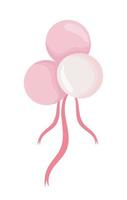 Pink balloons with ribbon semi flat color vector object. Editable element. Full sized item on white. Birthday party decoration simple cartoon style illustration for web graphic design and animation