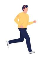 Jogging man semi flat color vector character. Editable figure. Full body person on white. Active lifestyle in city simple cartoon style illustration for web graphic design and animation